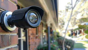 CCTV camera installed on exterior of house