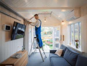 Outhouse electrics installation