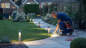 Outdoor garden lighting installation
