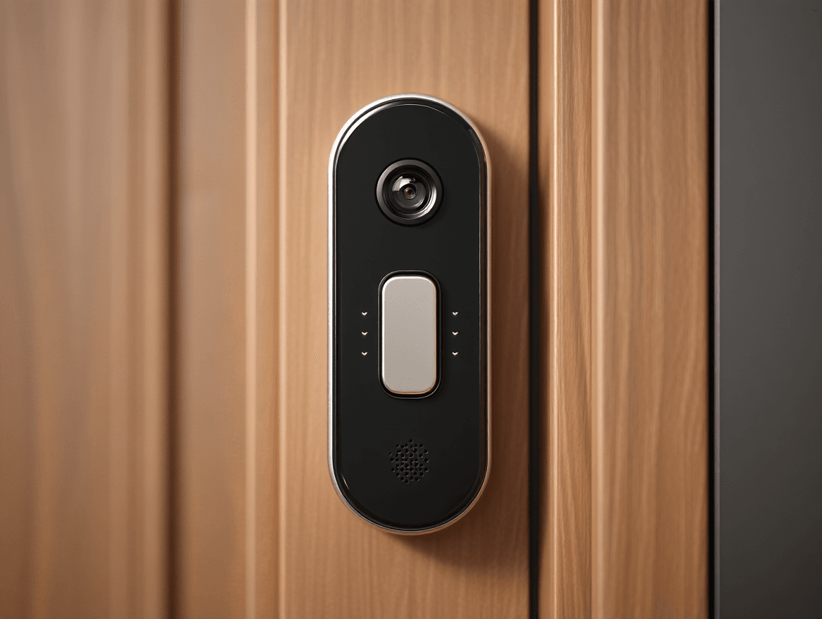 Video doorbell attached to a door